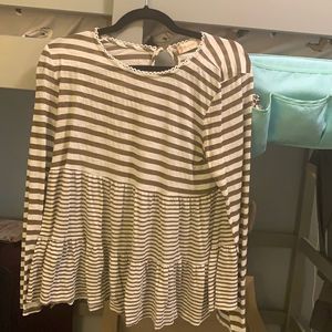 Brown and white stripped top